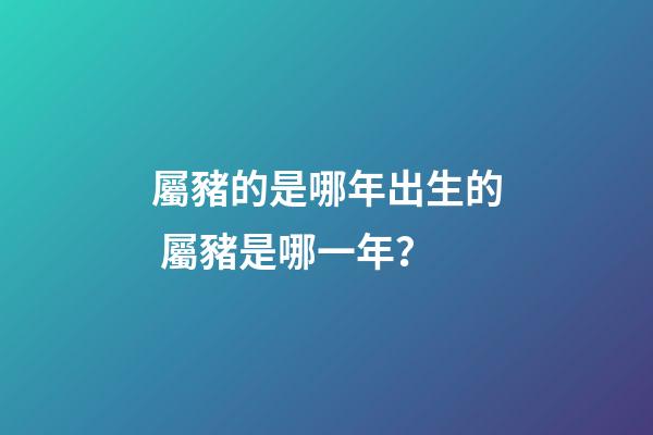 屬豬的是哪年出生的 屬豬是哪一年？-第1張-觀點-玄機派